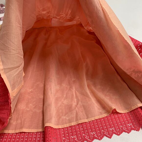 Free People Rocco Lace Dress Womens 6 Pink Crochet Cutout Back Lined Fit Flare - Picture 11 of 16